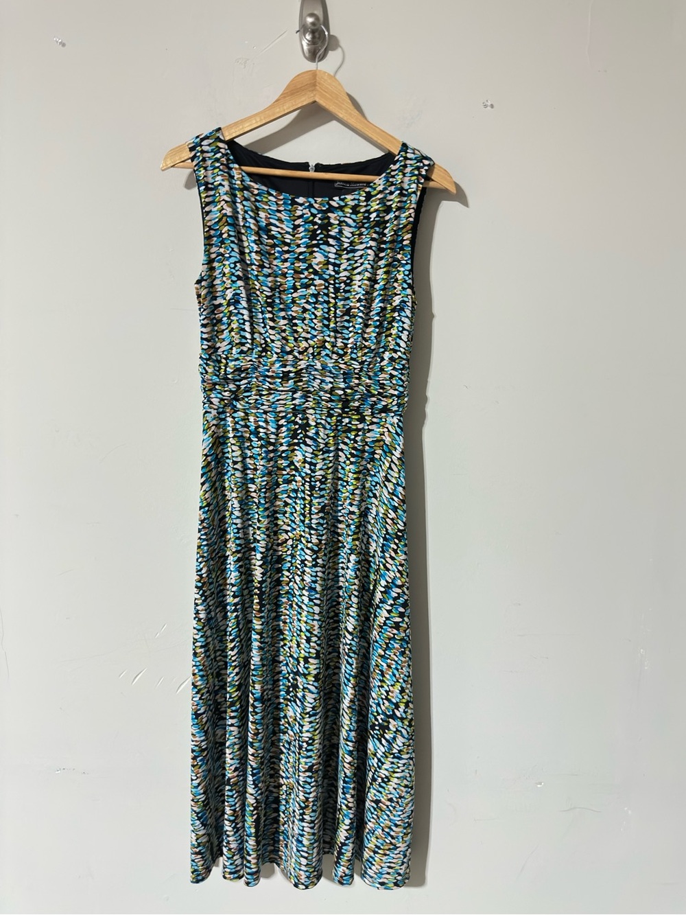 Jessica Howard Sleeveless Maxi Dress Abstract Print Pleated Women’s Size 10